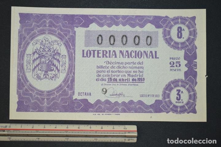 National Spanish Lottery: Loter&iacute;a Nacional. Sorteo n&ordm; 11. 15 de abril de 1959. romanjuguetesymas.