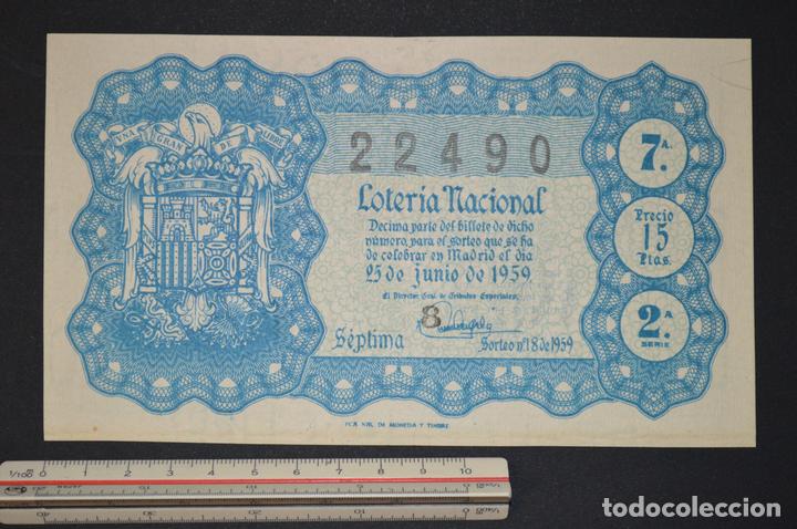 National Spanish Lottery: Loter&iacute;a Nacional. Sorteo n&ordm; 18. 25 de junio de 1959. romanjuguetesymas.