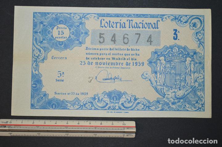 Nationale spanische Lotterie: Loter&iacute;a Nacional. Sorteo n&ordm; 33. 25 de noviembre de 1959. romanjuguetesymas.