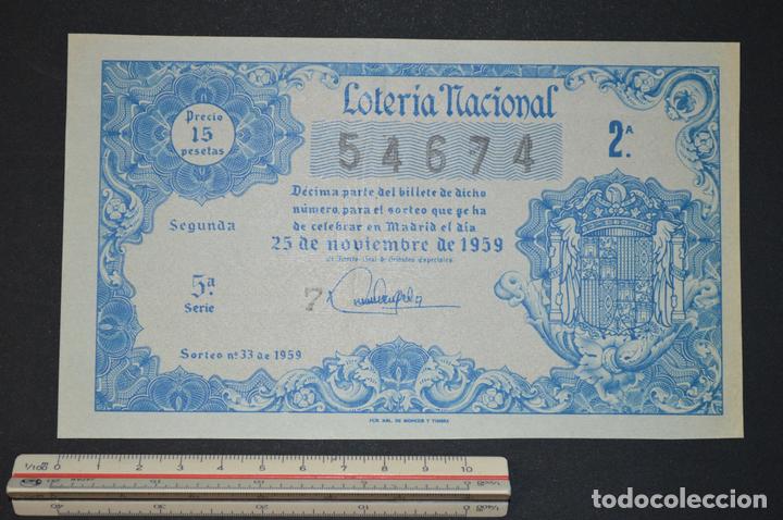Nationale spanische Lotterie: Loter&iacute;a Nacional. Sorteo n&ordm; 33. 25 de noviembre de 1959. romanjuguetesymas.