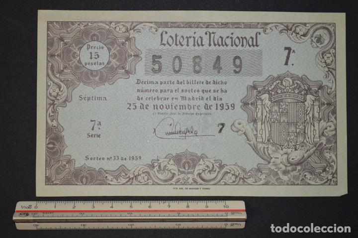 Nationale spanische Lotterie: Loter&iacute;a Nacional. Sorteo n&ordm; 33. 25 de noviembre de 1959. romanjuguetesymas.
