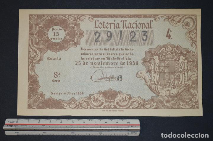Nationale spanische Lotterie: Loter&iacute;a Nacional. Sorteo n&ordm; 33. 25 de noviembre de 1959. romanjuguetesymas.