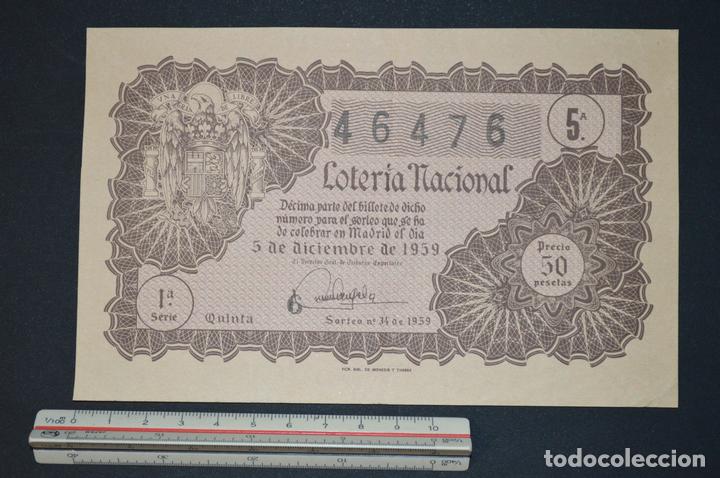 Nationale spanische Lotterie: Loter&iacute;a Nacional. Sorteo n&ordm; 34. 5 de diciembre de 1959. romanjuguetesymas.