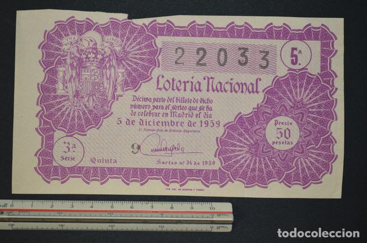 Nationale spanische Lotterie: Loter&iacute;a Nacional. Sorteo n&ordm; 34. 5 de diciembre de 1959. romanjuguetesymas.