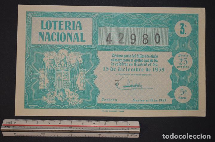 Nationale spanische Lotterie: Loter&iacute;a Nacional. Sorteo n&ordm; 35. 15 de diciembre de 1959. romanjuguetesymas.