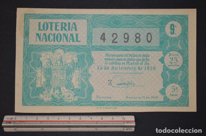 Nationale spanische Lotterie: Loter&iacute;a Nacional. Sorteo n&ordm; 35. 15 de diciembre de 1959. romanjuguetesymas.