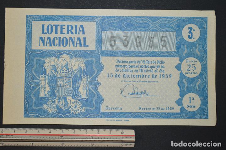 Nationale spanische Lotterie: Loter&iacute;a Nacional. Sorteo n&ordm; 35. 15 de diciembre de 1959. romanjuguetesymas.