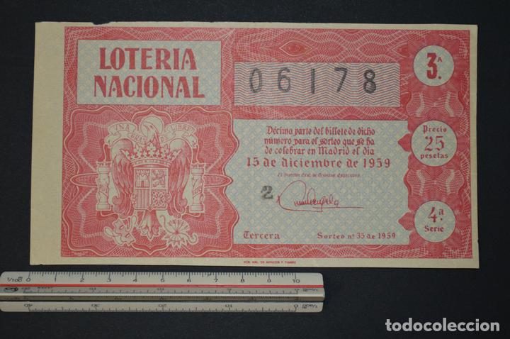 Nationale spanische Lotterie: Loter&iacute;a Nacional. Sorteo n&ordm; 35. 15 de diciembre de 1959. romanjuguetesymas.