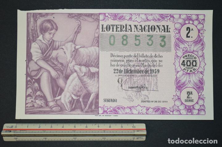 Nationale spanische Lotterie: Loter&iacute;a Nacional. Sorteo n&ordm; 36. 22 de diciembre de 1959. romanjuguetesymas.