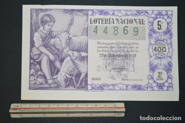 Nationale spanische Lotterie: Loter&iacute;a Nacional. Sorteo n&ordm; 36. 22 de diciembre de 1959. romanjuguetesymas.