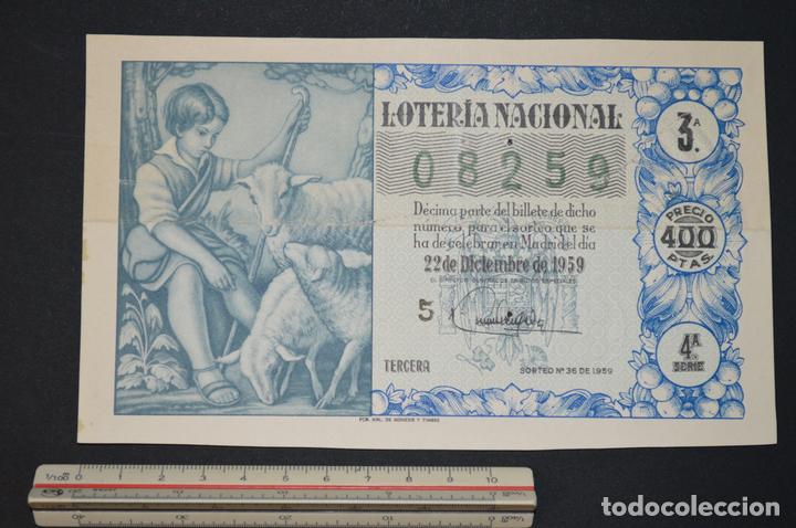 Nationale spanische Lotterie: Loter&iacute;a Nacional. Sorteo n&ordm; 36. 22 de diciembre de 1959. romanjuguetesymas.