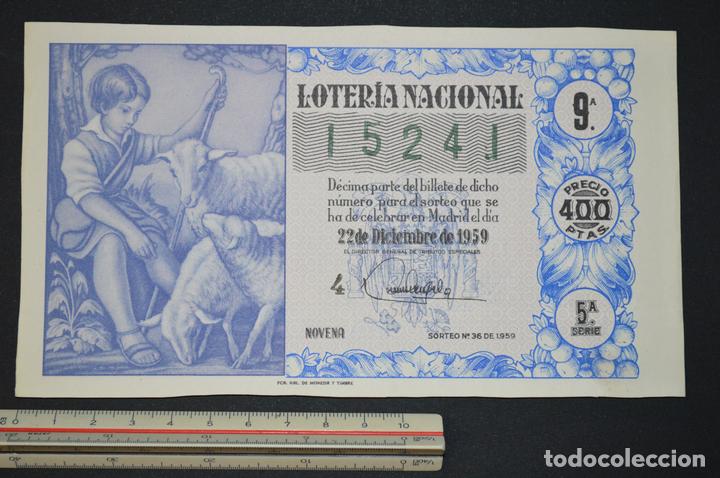 Nationale spanische Lotterie: Loter&iacute;a Nacional. Sorteo n&ordm; 36. 22 de diciembre de 1959. romanjuguetesymas.