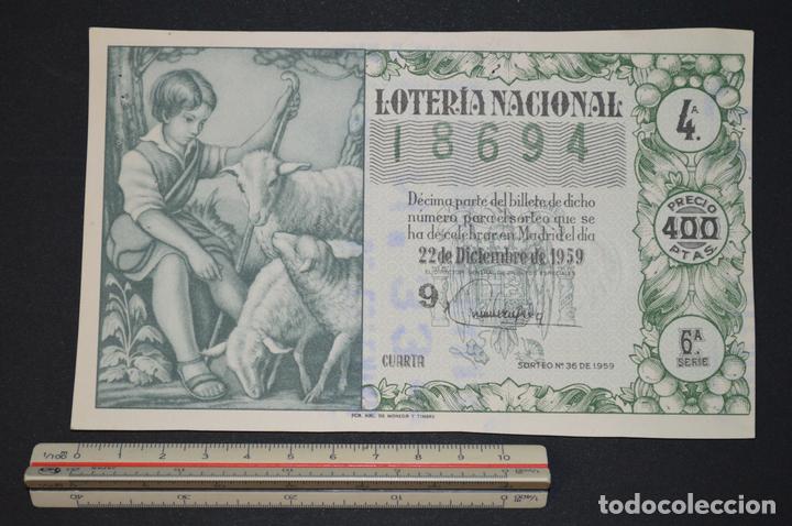 Nationale spanische Lotterie: Loter&iacute;a Nacional. Sorteo n&ordm; 36. 22 de diciembre de 1959. romanjuguetesymas.
