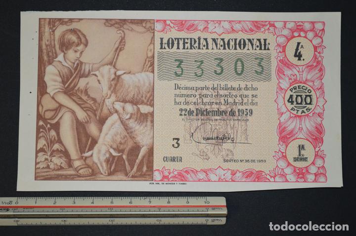 Nationale spanische Lotterie: Loter&iacute;a Nacional. Sorteo n&ordm; 36. 22 de diciembre de 1959. romanjuguetesymas.