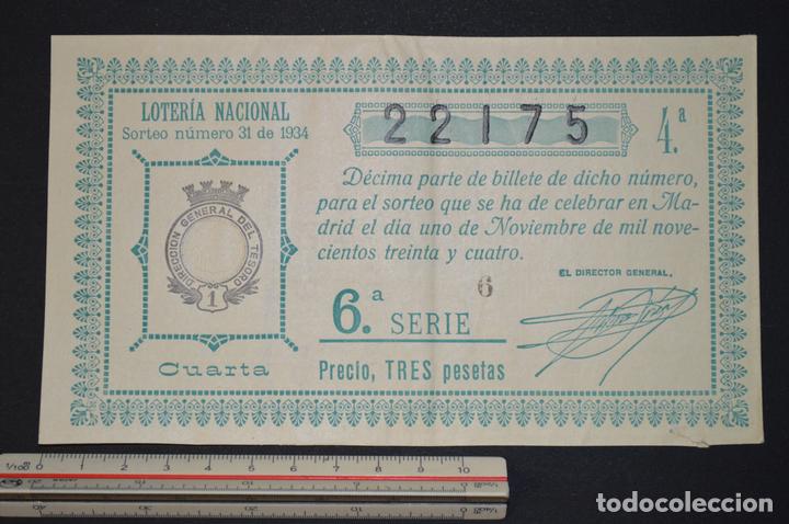 Loter&iacute;a nacional: Loter&iacute;a Nacional. Sorteo N&ordm; 31. 1 de noviembre de 1934. romanjuguetesymas.