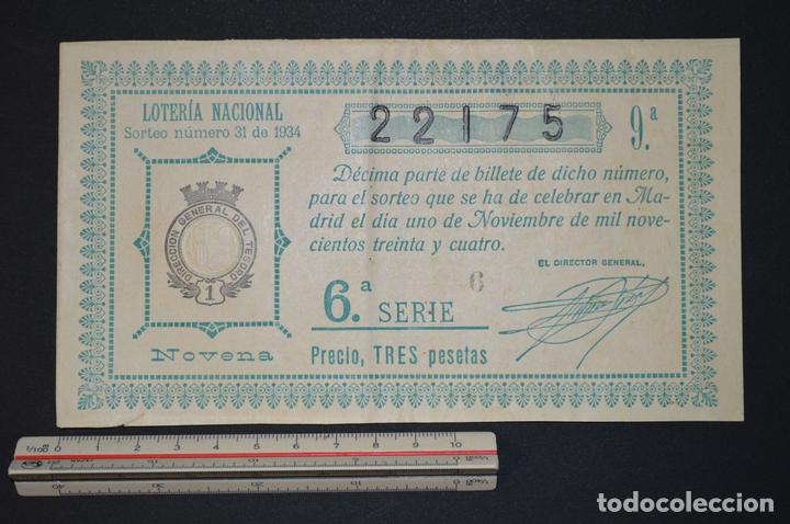 Loter&iacute;a nacional: Loter&iacute;a Nacional. Sorteo N&ordm; 31. 1 de noviembre de 1934. romanjuguetesymas.