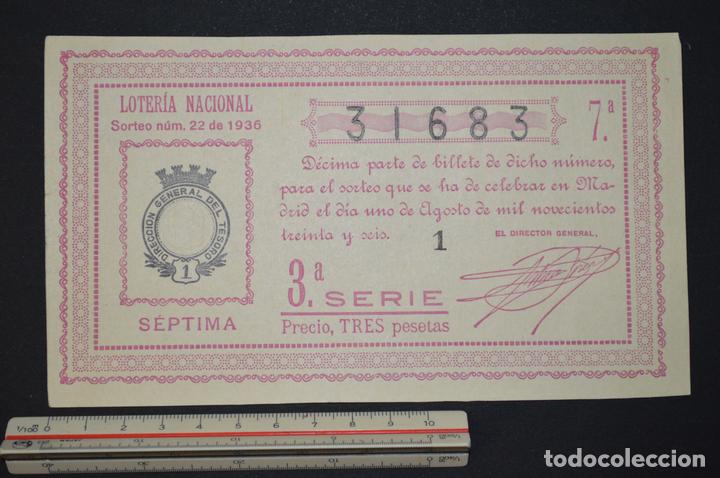 Loter&iacute;a nacional: Loter&iacute;a Nacional. Sorteo N&ordm; 22. 1 de agosto de 1936. romanjuguetesymas.