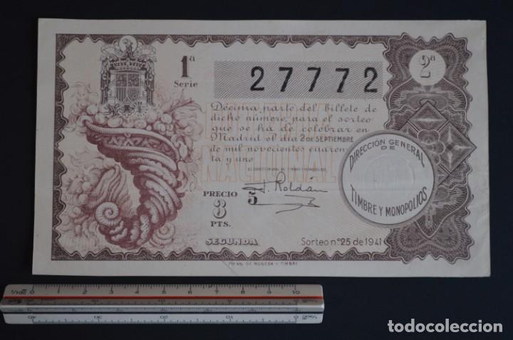 Loter&iacute;a nacional: Loter&iacute;a Nacional. Sorteo N&ordm; 25. 2 de septiembre de 1941. romanjuguetesymas.