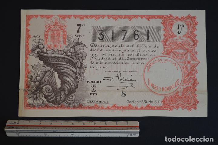 Loter&iacute;a nacional: Loter&iacute;a Nacional. Sorteo N&ordm; 34. 2 de diciembre de 1941. romanjuguetesymas.