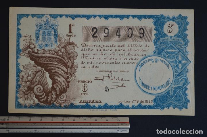 Loter&iacute;a nacional: Loter&iacute;a Nacional. Sorteo N&ordm; 19. 2 de julio de 1942. romanjuguetesymas.