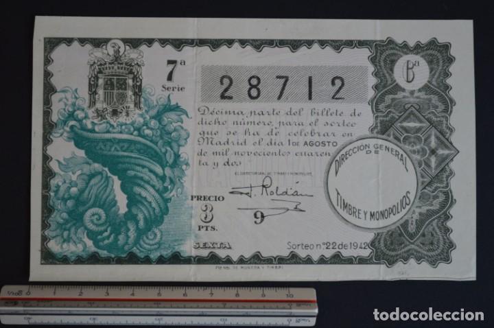 Loter&iacute;a nacional: Loter&iacute;a Nacional. Sorteo N&ordm; 22. 1 de agosto de 1942. romanjuguetesymas.