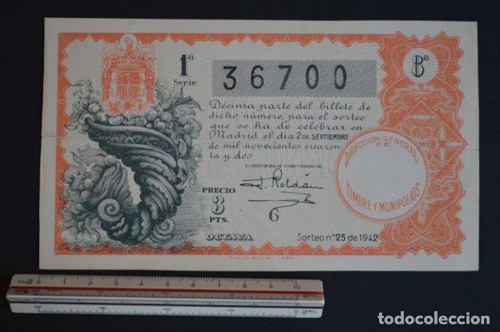 Loter&iacute;a nacional: Loter&iacute;a Nacional. Sorteo N&ordm; 25. 2 de septiembre de 1942. romanjuguetesymas.