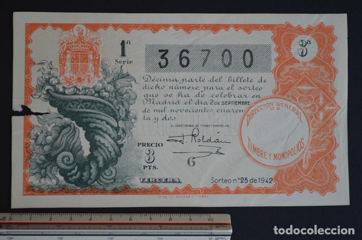 Loter&iacute;a nacional: Loter&iacute;a Nacional. Sorteo N&ordm; 25. 2 de septiembre de 1942. romanjuguetesymas.