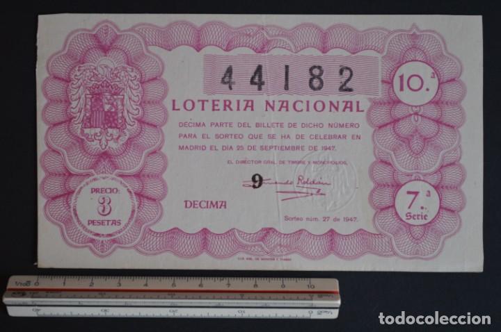 Loter&iacute;a nacional: Loter&iacute;a Nacional. Sorteo N&ordm; 27. 25 de septiembre de 1947. romanjuguetesymas.