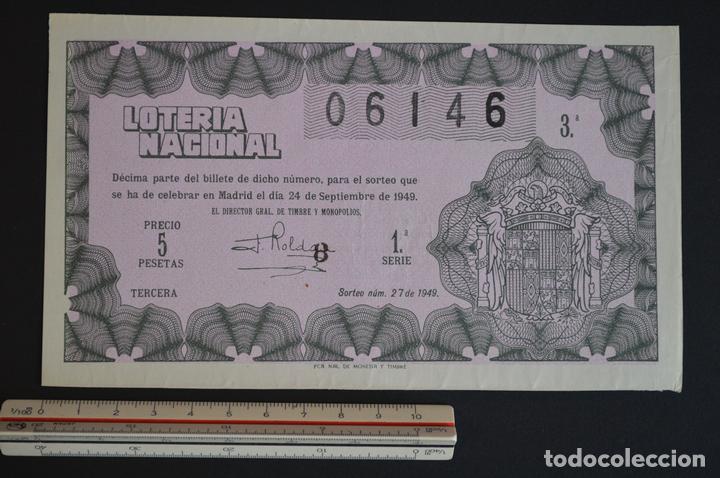 Loter&iacute;a nacional: Loter&iacute;a Nacional. Sorteo N&ordm; 27. 24 de septiembre de 1949. romanjuguetesymas.