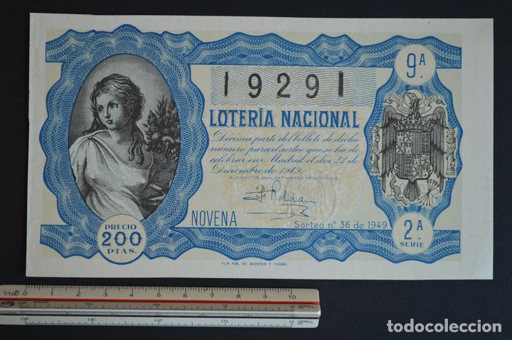 Loter&iacute;a nacional: Loter&iacute;a Nacional. Sorteo N&ordm; 36. 22 de diciembre de 1949. romanjuguetesymas.