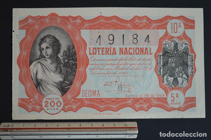 Loter&iacute;a nacional: Loter&iacute;a Nacional. Sorteo N&ordm; 36. 22 de diciembre de 1949. romanjuguetesymas.