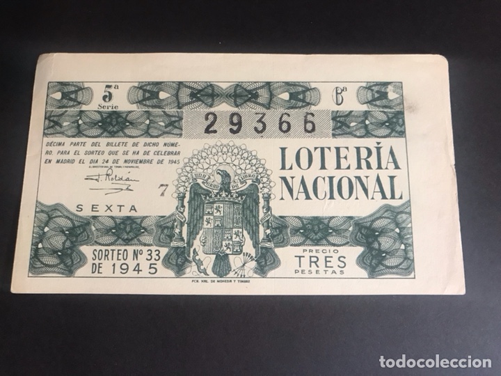 Nationale spanische Lotterie: Loteria de 1945 sorteo 33