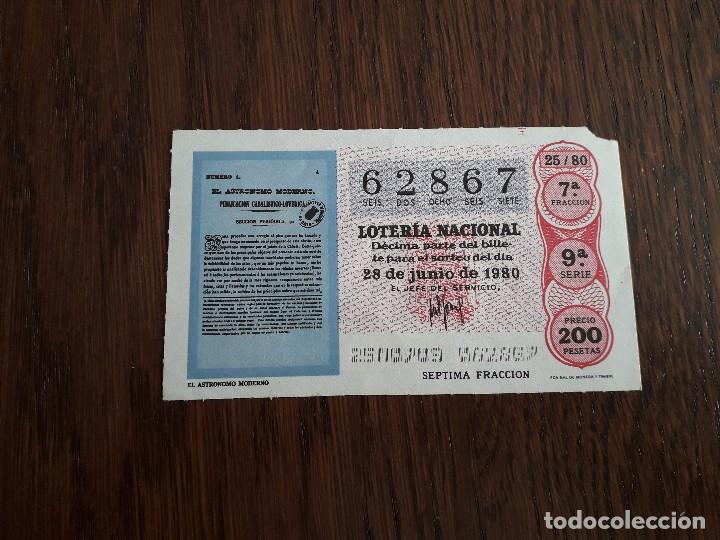 Loter&iacute;a Nacional: d&eacute;cimo loter&iacute;a nacional de dia 28-06-80 el astr&oacute;nomo moderno.