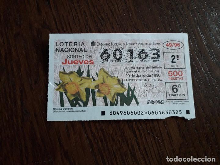 Loter&iacute;a Nacional: d&eacute;cimo loter&iacute;a nacional de dia 20-06-96 Narciso trompeta. sorteo 49/96