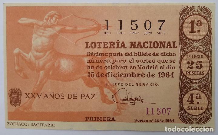 Loter&iacute;a Nacional: Loter&iacute;a Nacional. A&ntilde;o 1964. sorteo 35