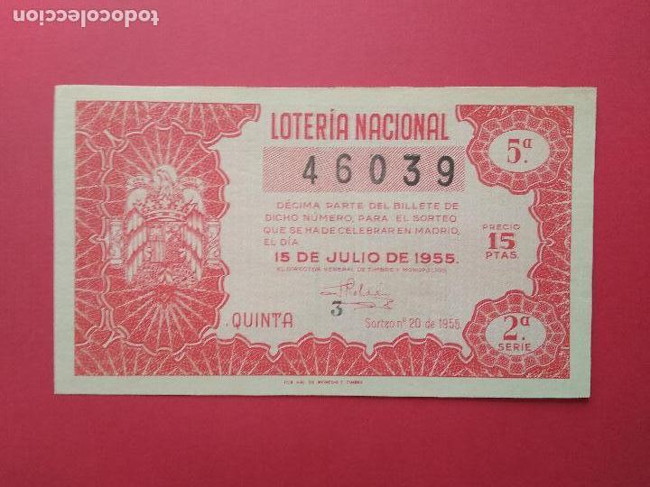 Loter&iacute;a nacional: DECIMO DE LOTERIA NACIONAL A&Ntilde;O 1955 SORTEO N&ordm; 20