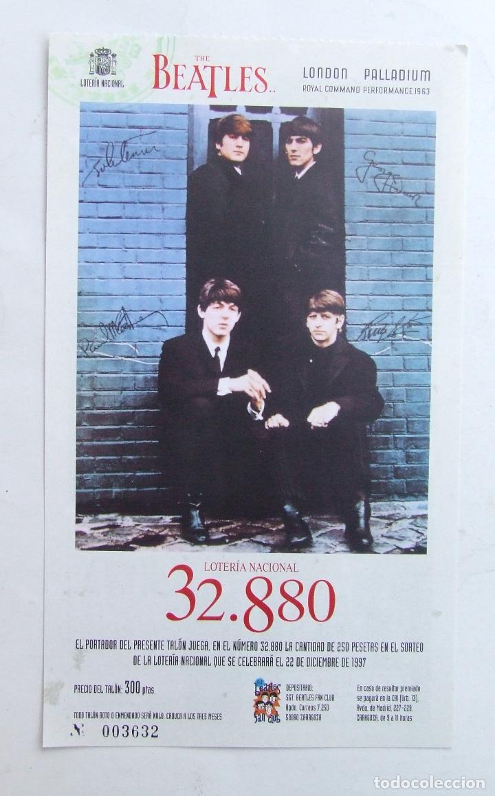 Loter&iacute;a Nacional: PARTICIPACION PAPELETA LOTERIA NAVIDAD SGT. BEATLES FAN CLUB 1997 CARTEL LONDON PALLADIUM