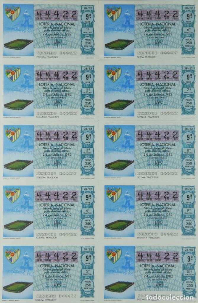 Loter&iacute;a nacional: Hoja completa Loter&iacute;a Nacional 24/07/1982 Estadio La Rosaleda - Mundial Espa&ntilde;a 1982