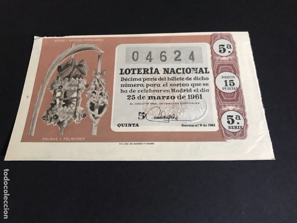 Nationale spanische Lotterie: Loteria A&ntilde;o 1961 sorteo 9