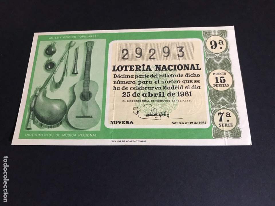 National Spanish Lottery: Loteria A&ntilde;o 1961 sorteo 12
