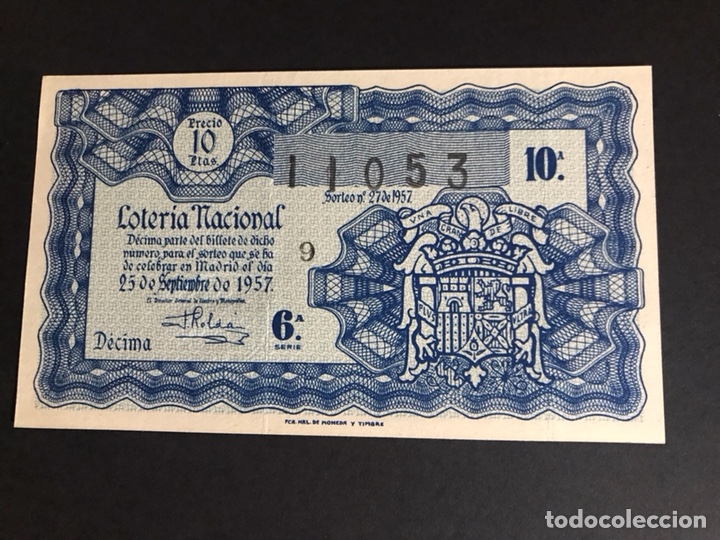 Loter&iacute;a Nacional: Loteria A&ntilde;o 1957 sorteo 27