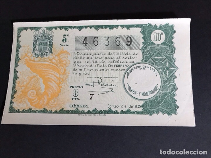 National Spanish Lottery: Loteria a&ntilde;o 1942 sorteo 4