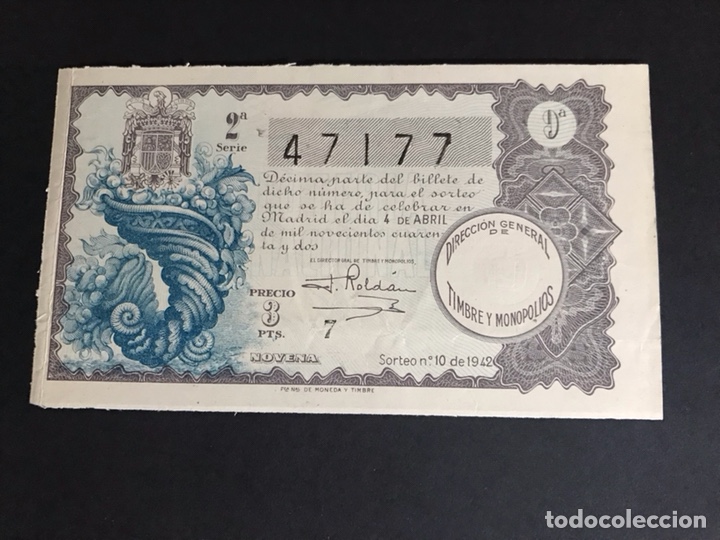 Nationale spanische Lotterie: Loteria a&ntilde;o 1942 sorteo 10