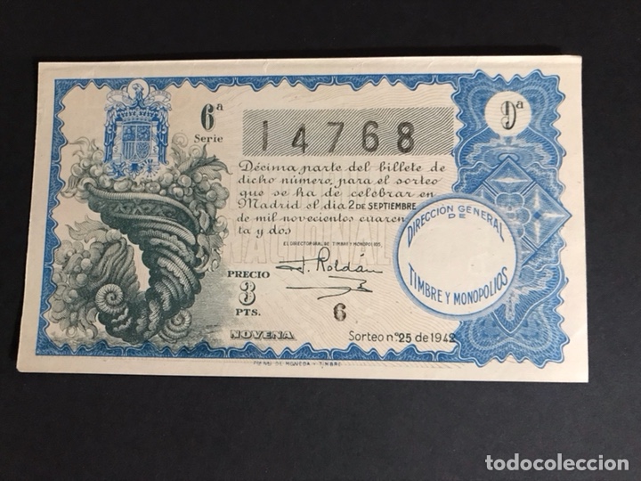 National Spanish Lottery: Loteria a&ntilde;o 1942 sorteo 25