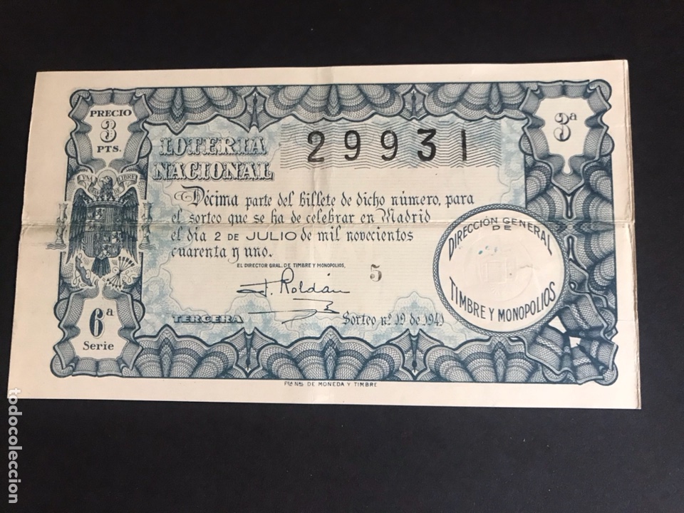 Lotaria Nacional: Loteria A&ntilde;o 1941 sorteo 19
