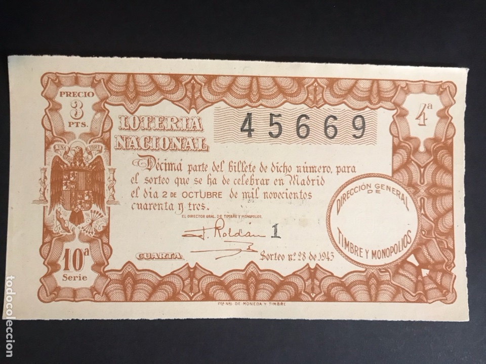 National Spanish Lottery: Loteria A&ntilde;o 1943 sorteo 28