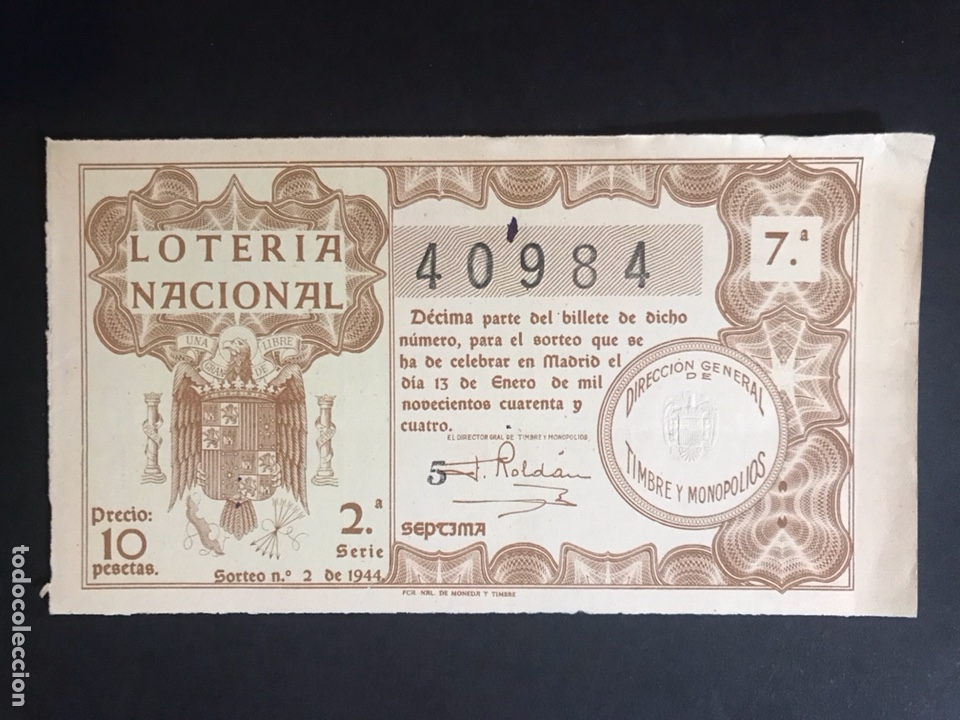 National Spanish Lottery: Loteria A&ntilde;o 1944 sorteo 2