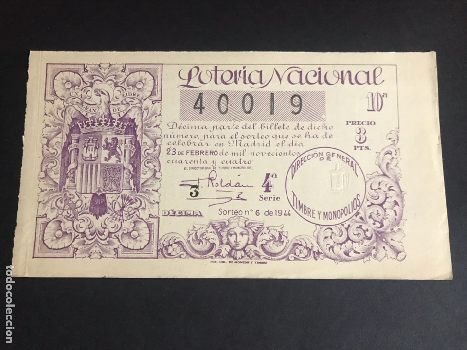 National Spanish Lottery: Loteria A&ntilde;o 1944 sorteo 6