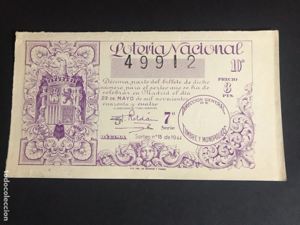 National Spanish Lottery: Loteria A&ntilde;o 1944 sorteo 15