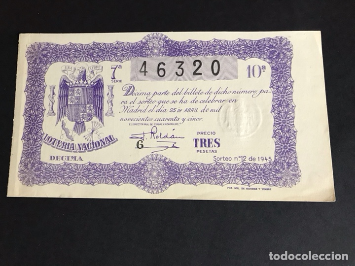 National Spanish Lottery: Loteria A&ntilde;o 1945 sorteo 12